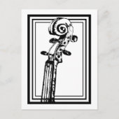 Zwart-wit viool scroll met zwarte contouren briefkaart (Voorkant)