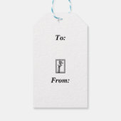 Zwart-wit viool scroll met zwarte contouren cadeaulabel (Achterkant)