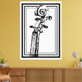 Zwart-wit viool scroll met zwarte contouren canvas afdruk (Insitu (Woonkamer))