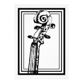 Zwart-wit viool scroll met zwarte contouren foto afdruk
