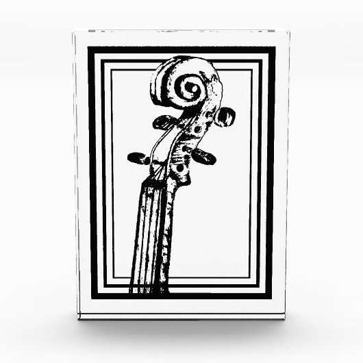 Zwart-wit viool scroll met zwarte contouren fotoblokken (Voorkant)