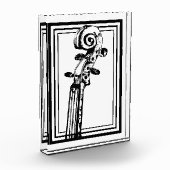 Zwart-wit viool scroll met zwarte contouren fotoblokken (Links)