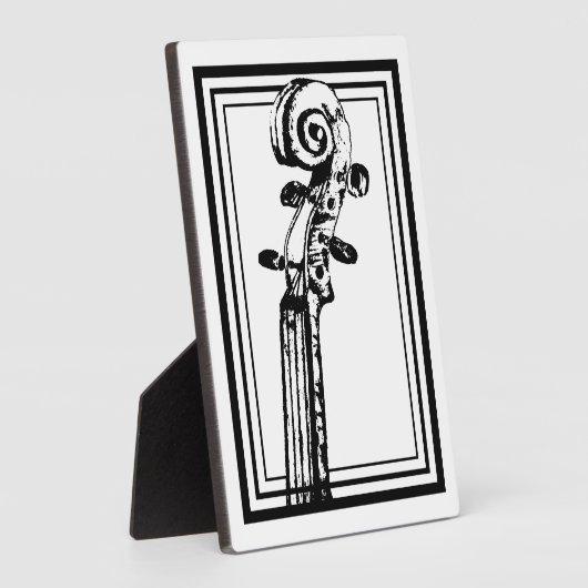 Zwart-wit viool scroll met zwarte contouren fotoplaat (Zijkant)