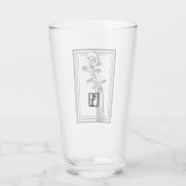 Zwart-wit viool scroll met zwarte contouren glas (Achterkant)