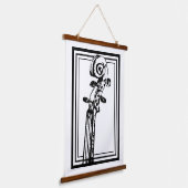 Zwart-wit viool scroll met zwarte contouren hangend wandkleed (Gebogen)