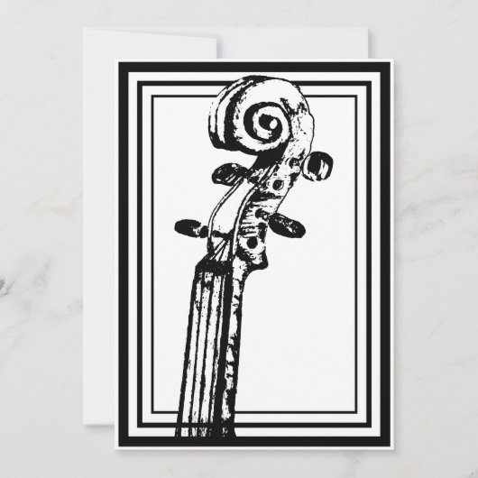 Zwart-wit viool scroll met zwarte contouren kaart (Voorkant)