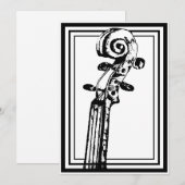 Zwart-wit viool scroll met zwarte contouren kaart (Voorkant / Achterkant)