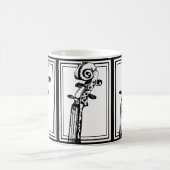 Zwart-wit viool scroll met zwarte contouren koffiemok (Center)