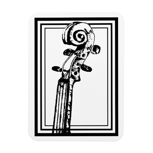 Zwart-wit viool scroll met zwarte contouren magneet (Verticaal)