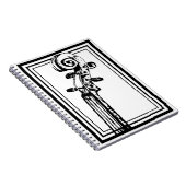 Zwart-wit viool scroll met zwarte contouren notitieboek (Rechterzijde)