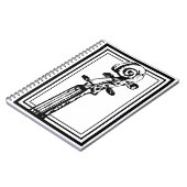 Zwart-wit viool scroll met zwarte contouren notitieboek (Linkerzijde)