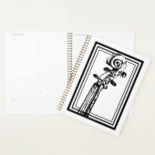 Zwart-wit viool scroll met zwarte contouren planner (Display)