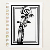 Zwart-wit viool scroll met zwarte contouren planner (Voorkant)