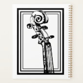 Zwart-wit viool scroll met zwarte contouren planner (Achterkant)