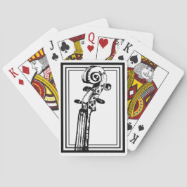 Zwart-wit viool scroll met zwarte contouren pokerkaarten
