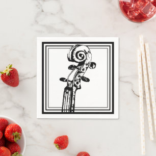Zwart-wit viool scroll met zwarte contouren servet