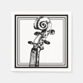 Zwart-wit viool scroll met zwarte contouren servet (Voorkant)