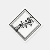 Zwart-wit viool scroll met zwarte contouren servet (Hoek)