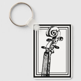 Zwart-wit viool scroll met zwarte contouren sleutelhanger