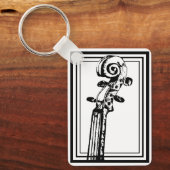 Zwart-wit viool scroll met zwarte contouren sleutelhanger (Voorkant)