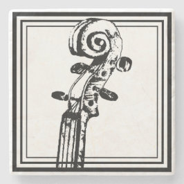 Zwart-wit viool scroll met zwarte contouren stenen onderzetter