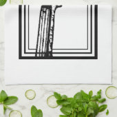 Zwart-wit viool scroll met zwarte contouren theedoek (Gevouwen)