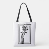 Zwart-wit viool scroll met zwarte contouren tote bag (Achterkant)