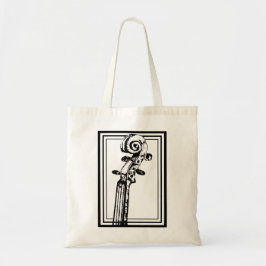 Zwart-wit viool scroll met zwarte contouren tote bag