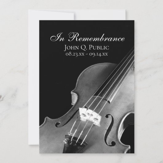 Zwart-wit Vioolmuzikant Death Jubileum Kaart (Voorkant)