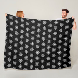 Zwart-wit vioolsleutel sneeuwvlokpatroon fleece deken