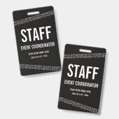 Zwart Wit VIP All Access Pas Personeel Badge (Voor- en achterkant)