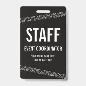 Zwart Wit VIP All Access Pas Personeel Badge (Voorzijde)