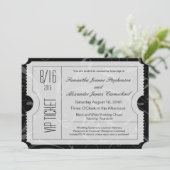 Zwart-wit VIP Wedding Ticket Uitnodigingen (Staand voorkant)