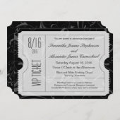 Zwart-wit VIP Wedding Ticket Uitnodigingen (Voorkant / Achterkant)