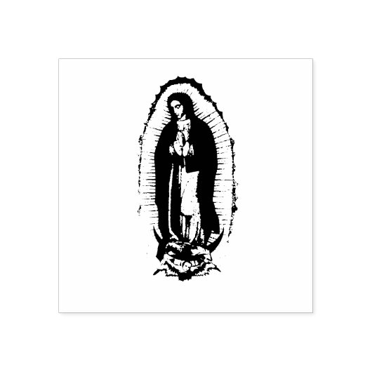 Zwart-wit Virgen de Guadalupe Rubberstempel (Afrduk)