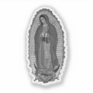 Zwart-wit Virgen de Guadalupe Sticker