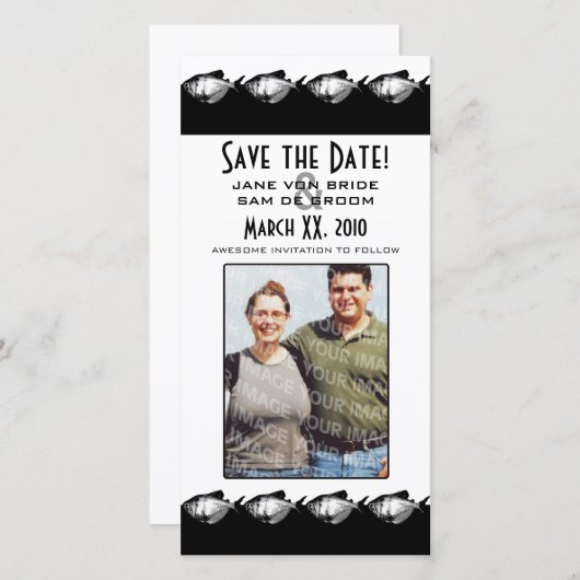 Zwart-wit vis Save The Date (Voorkant / Achterkant)