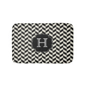 Zwart-wit visgraatpatroon met monogram badmat (Voorkant)