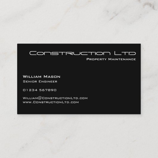 Zwart-wit Visitekaartje (Achterkant)