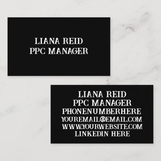 Zwart-wit Visitekaartje (Voorkant / Achterkant)