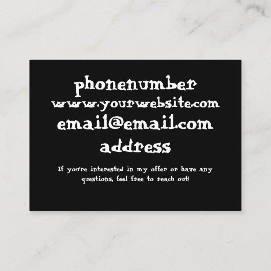 Zwart-wit Visitekaartje (Achterkant)