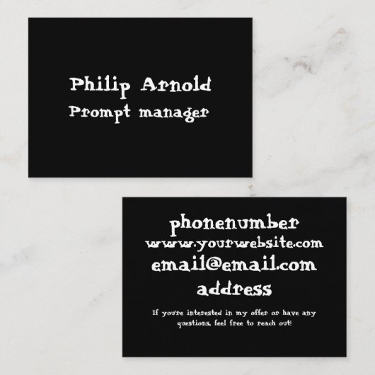 Zwart-wit Visitekaartje (Voorkant / Achterkant)