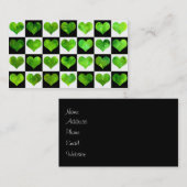 Zwart-wit Visitekaartje met groene harten (Voorkant / Achterkant)