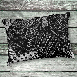 Zwart-wit vispatroon Moderne kunst Accent Kussen