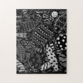 Zwart-wit vispatroon Moderne kunst Legpuzzel (Verticaal)