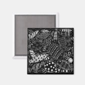 Zwart-wit vispatroon Moderne kunst Magneet (Voorkant / Achterkant)