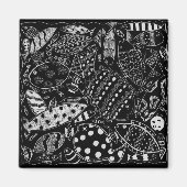 Zwart-wit vispatroon Moderne kunst Magneet (Voorkant)