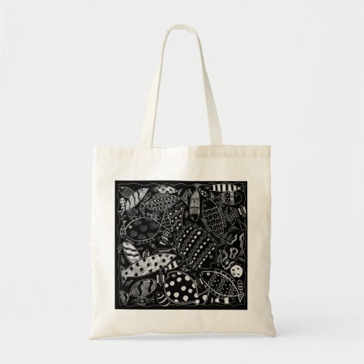 Zwart-wit vispatroon Moderne kunst Tote Bag (Voorkant)