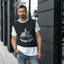 Zwart-wit  Visser Vist Club T-shirt