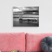 Zwart-wit Vist dok Storm Canvas afdrukken (Insitu (Woonkamer))